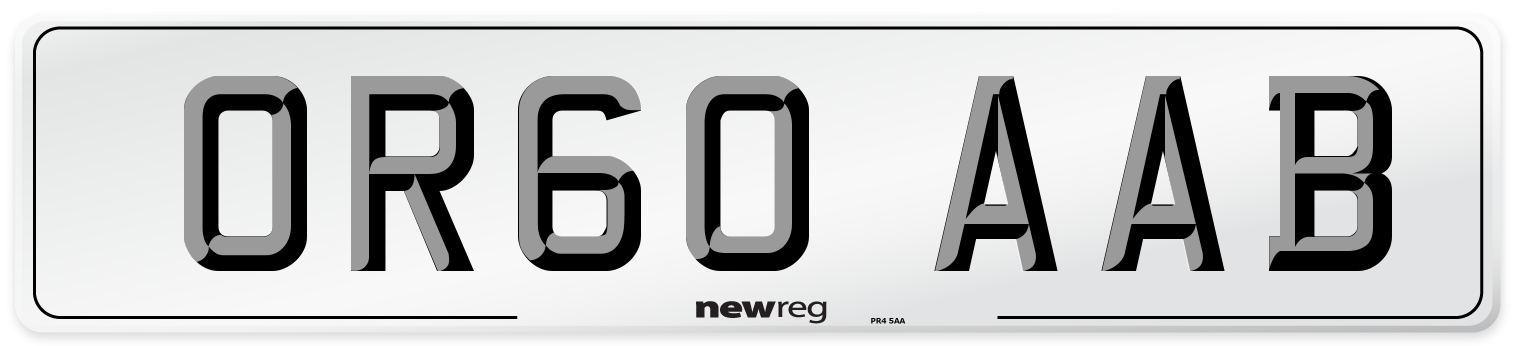 OR60 AAB Number Plate from New Reg